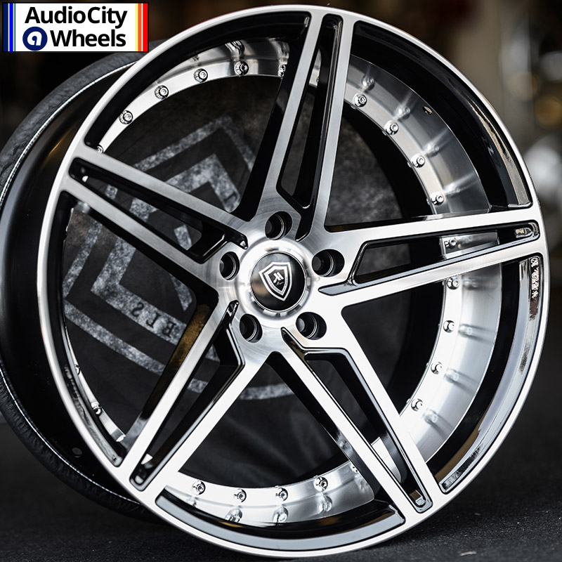 20" MQ 3258 WHEELS BLACK MACHINED FACE STAGGERED RIMS 5x115 FIT DODGE